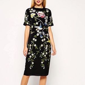 Asos embroidered shift dress